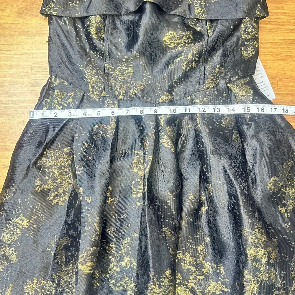 Socialite Metallic Jacquard Strapless Midi Gown Black Gold M - Picture 9 of 11